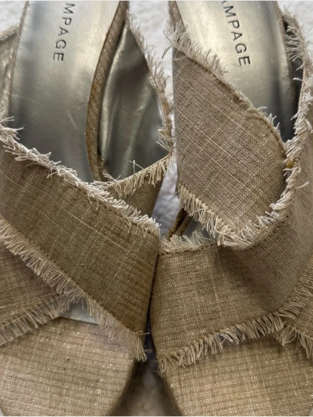 Rampage Natural Jute Espadrille Wedges with Tan & Brown White Soles